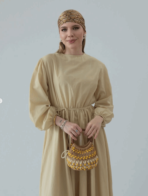 Linnen Jurk Butter Yellow - Afbeelding 2