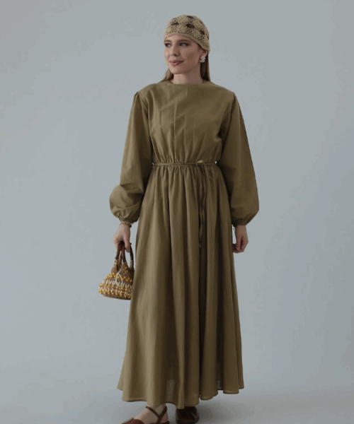 Linnen Jurk Khaki