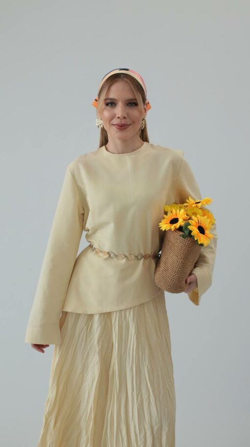 Linnen Asymmetrisch Twinset Butter Yellow (Vanaf 23-06 weer verwacht) - Afbeelding 3