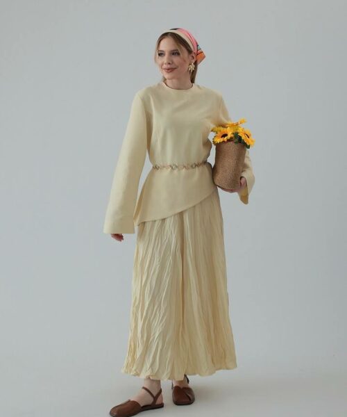 Linnen Asymmetrisch Twinset Butter Yellow (Vanaf 23-06 weer verwacht)