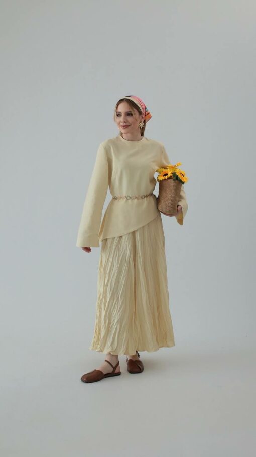 Linnen Asymmetrisch Twinset Butter Yellow (Vanaf 23-06 weer verwacht)